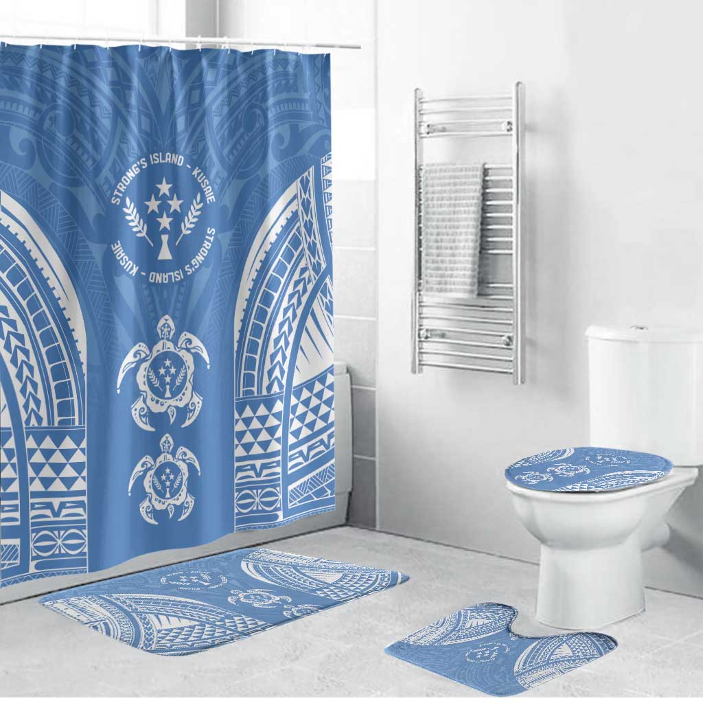 FSM Kosrae States Bathroom Set Micronesia Six 9 One Polynesian Tribal Pattern LT9 Bathroom Set (4 pcs) Blue - Polynesian Pride