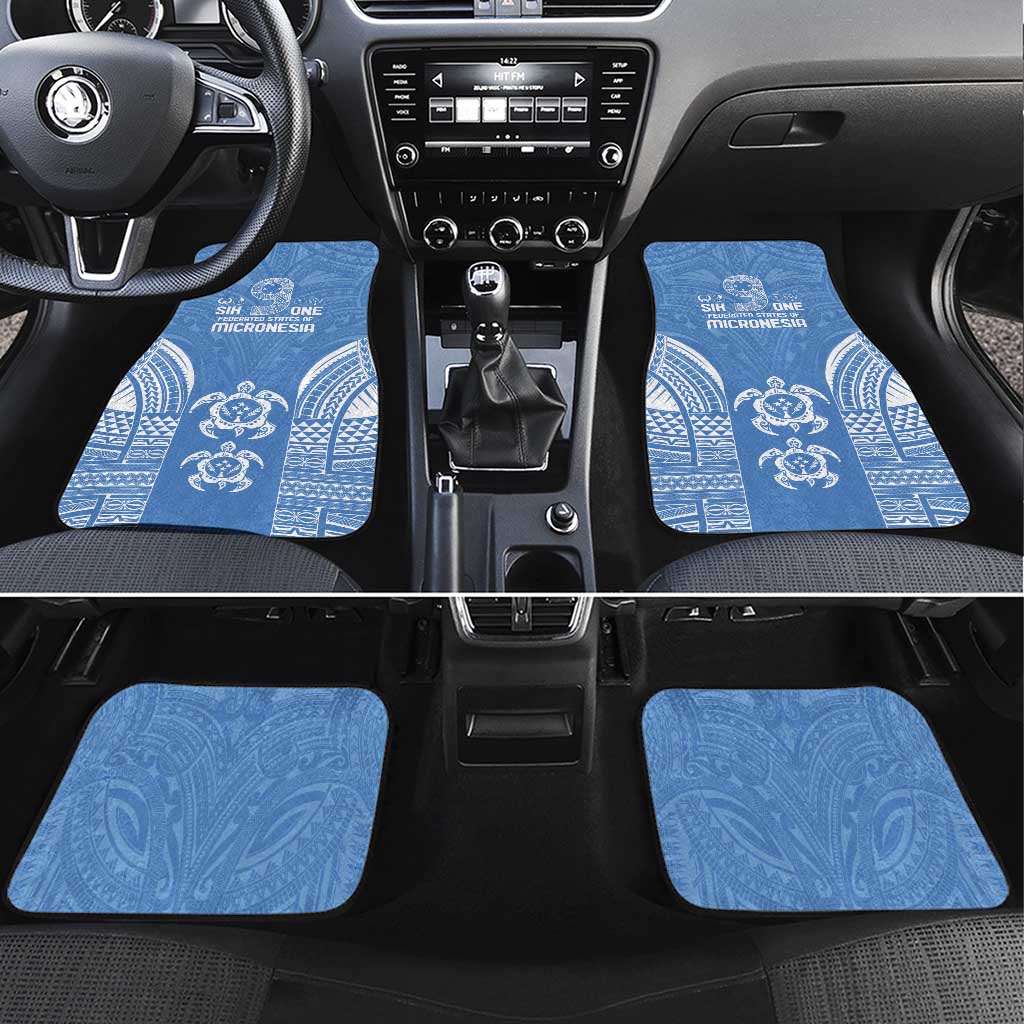 FSM Kosrae States Car Mats Micronesia Six 9 One Polynesian Tribal Pattern LT9 Set 4pcs Blue - Polynesian Pride