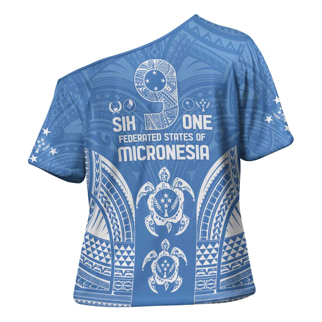 FSM Kosrae States Cross Shoulder Shirt Micronesia Six 9 One Polynesian Tribal Pattern LT9 - Polynesian Pride
