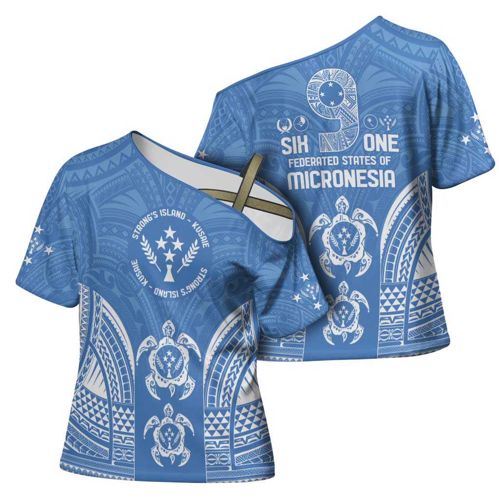 FSM Kosrae States Cross Shoulder Shirt Micronesia Six 9 One Polynesian Tribal Pattern LT9 - Polynesian Pride