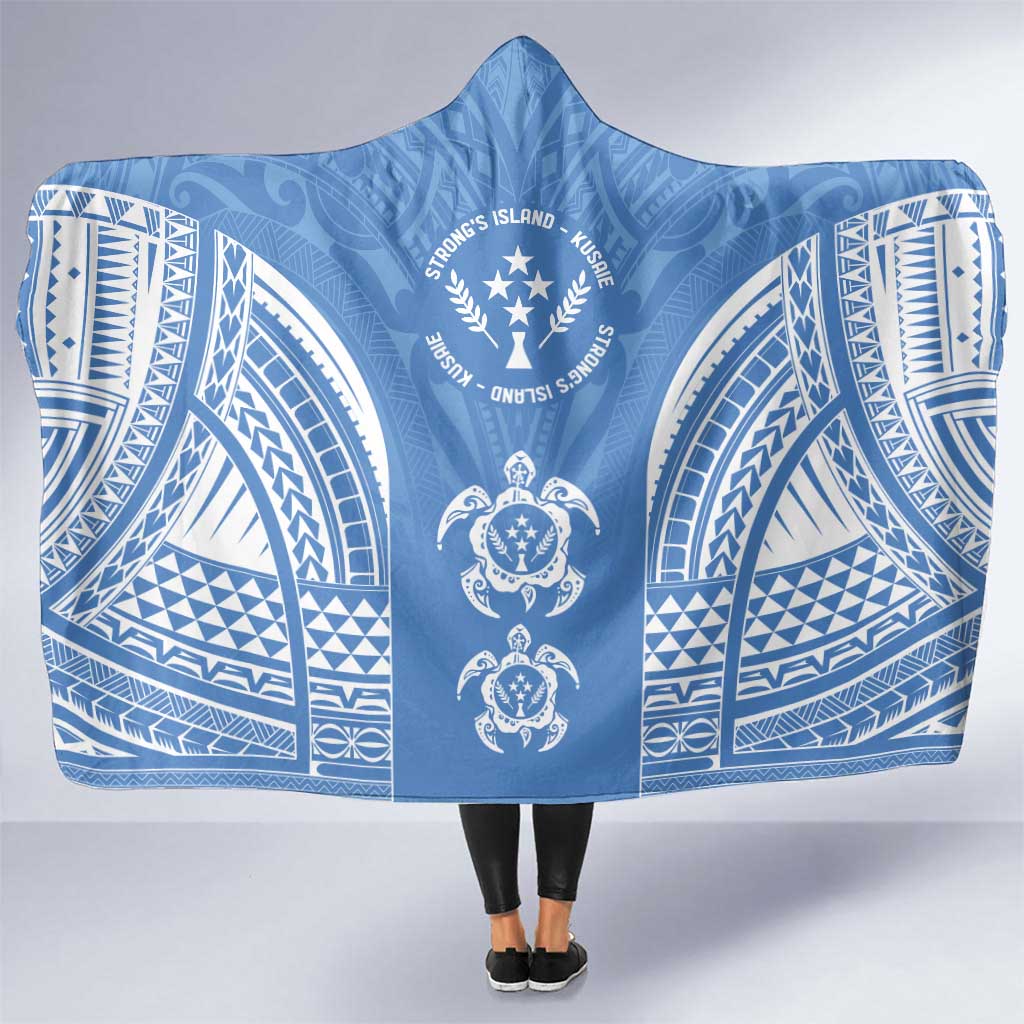 FSM Kosrae States Hooded Blanket Micronesia Six 9 One Polynesian Tribal Pattern LT9 One Size Blue - Polynesian Pride