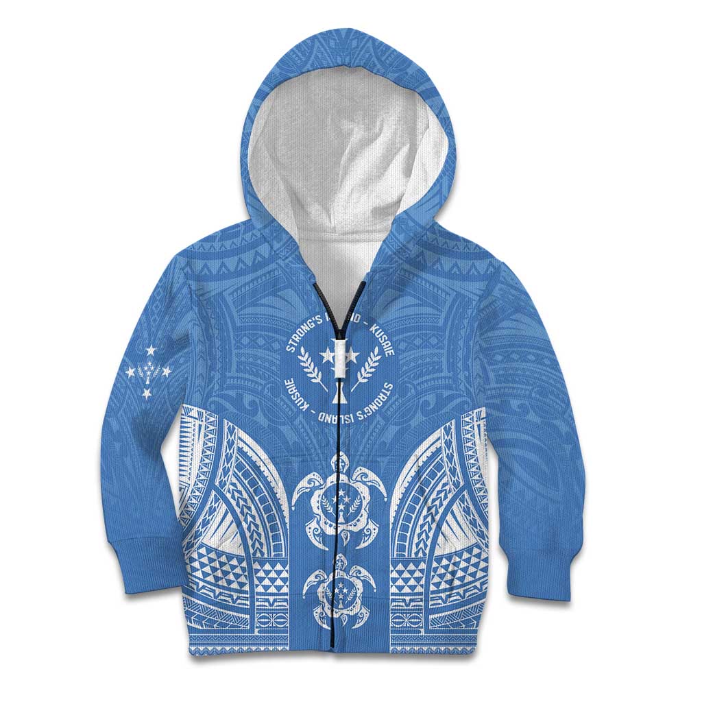 FSM Kosrae States Kid Hoodie Micronesia Six 9 One Polynesian Tribal Pattern LT9 Zip Hoodie Blue - Polynesian Pride