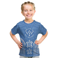 FSM Kosrae States Kid T Shirt Micronesia Six 9 One Polynesian Tribal Pattern LT9 Blue - Polynesian Pride