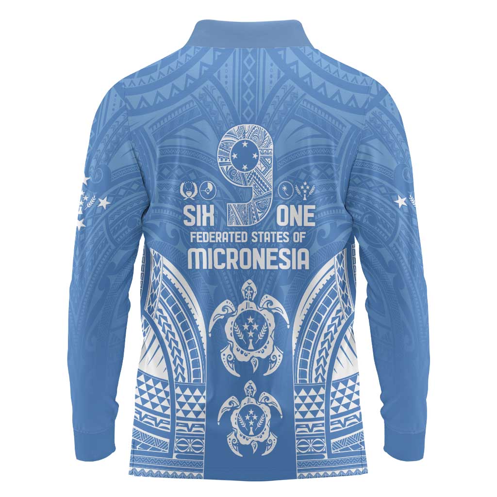 FSM Kosrae States Long Sleeve Polo Shirt Micronesia Six 9 One Polynesian Tribal Pattern LT9 - Polynesian Pride