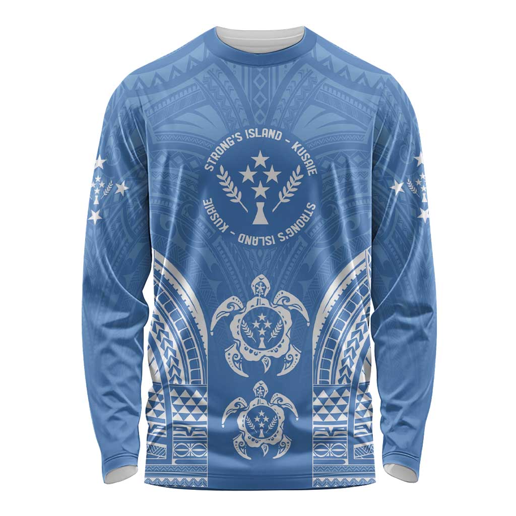 FSM Kosrae States Long Sleeve Shirt Micronesia Six 9 One Polynesian Tribal Pattern LT9 Unisex Blue - Polynesian Pride