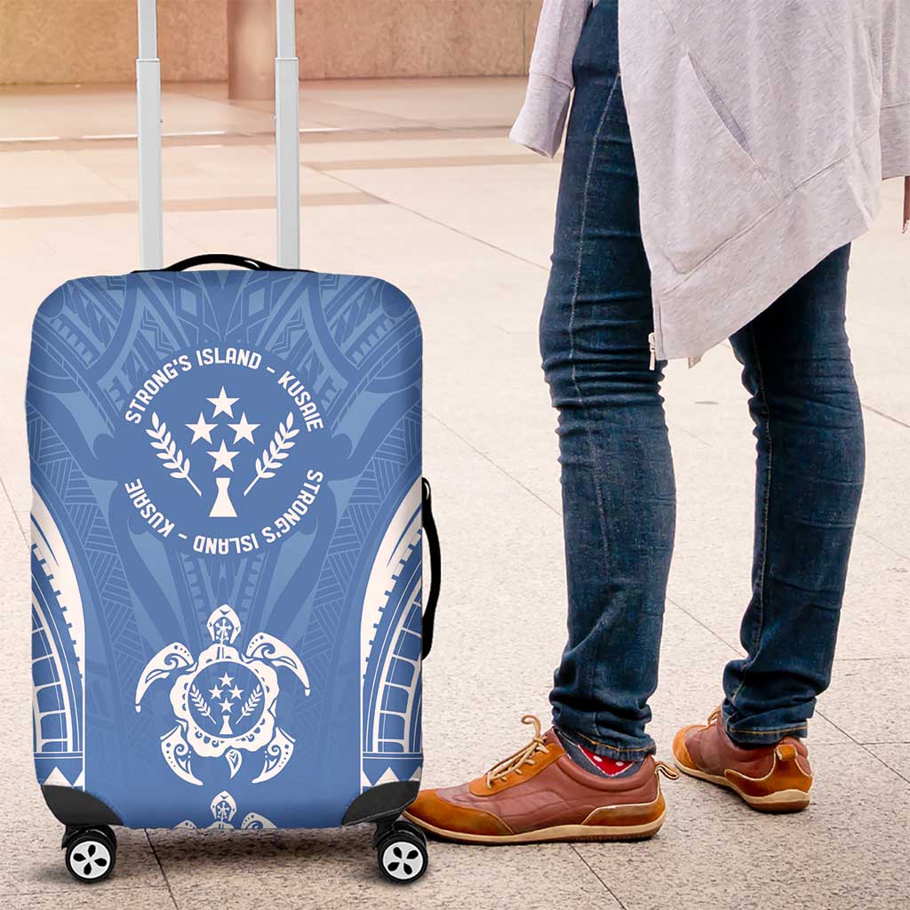 FSM Kosrae States Luggage Cover Micronesia Six 9 One Polynesian Tribal Pattern LT9 Blue - Polynesian Pride