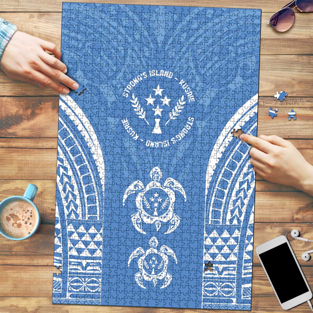 FSM Kosrae States Puzzle Micronesia Six 9 One Polynesian Tribal Pattern LT9 Blue - Polynesian Pride