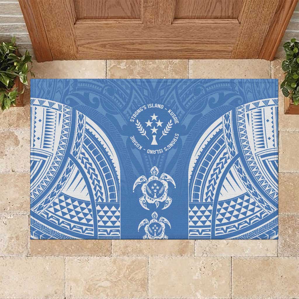 FSM Kosrae States Rubber Doormat Micronesia Six 9 One Polynesian Tribal Pattern LT9 Blue - Polynesian Pride