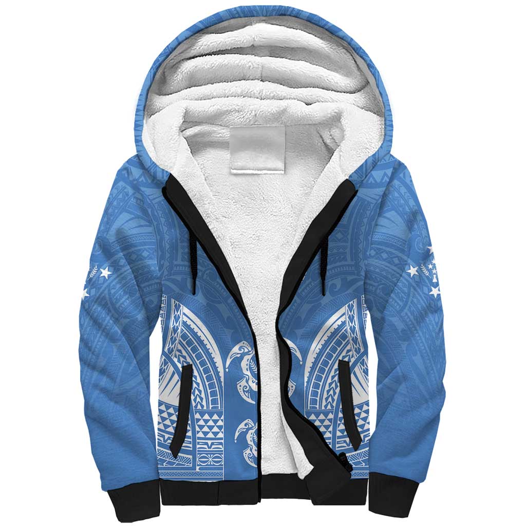 FSM Kosrae States Sherpa Hoodie Micronesia Six 9 One Polynesian Tribal Pattern LT9 Unisex Blue - Polynesian Pride