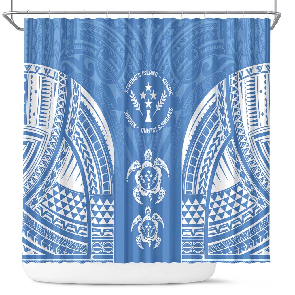 FSM Kosrae States Shower Curtain Micronesia Six 9 One Polynesian Tribal Pattern LT9 Blue - Polynesian Pride