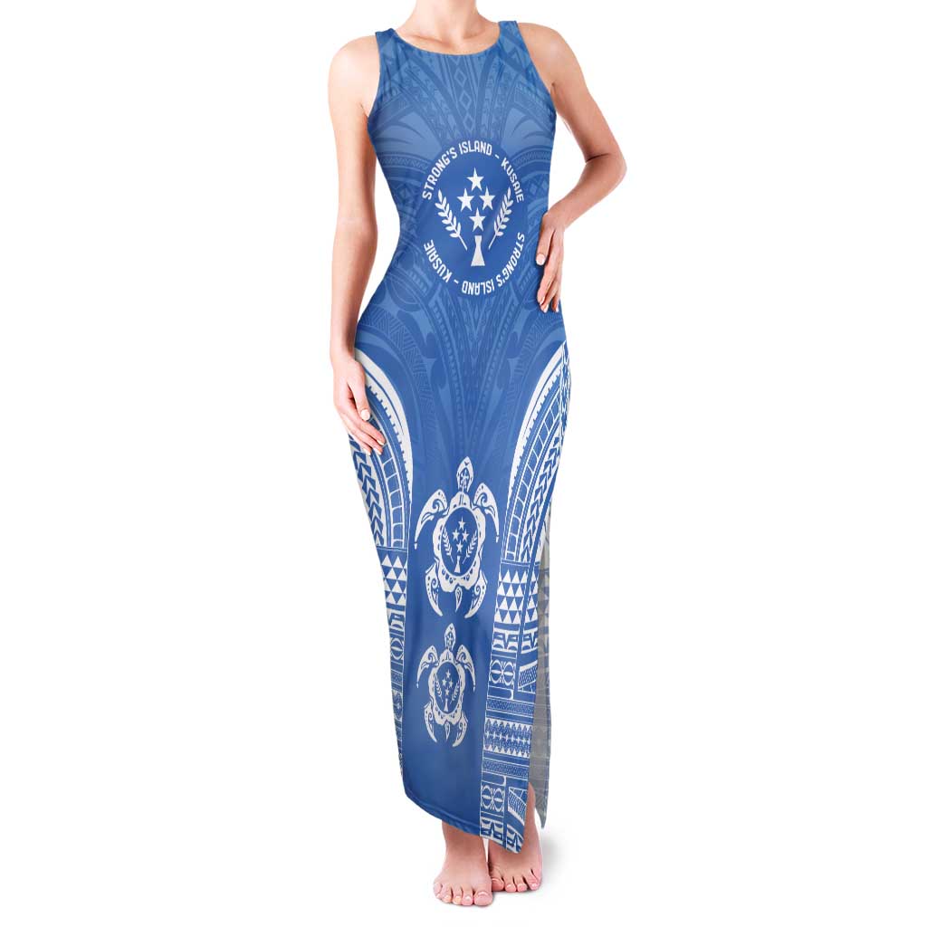 FSM Kosrae States Tank Maxi Dress Micronesia Six 9 One Polynesian Tribal Pattern LT9 Women Blue - Polynesian Pride