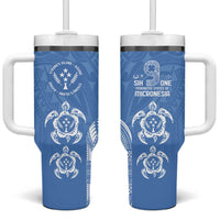 FSM Kosrae States Tumbler With Handle Micronesia Six 9 One Polynesian Tribal Pattern LT9 One Size: 40 oz Blue - Polynesian Pride