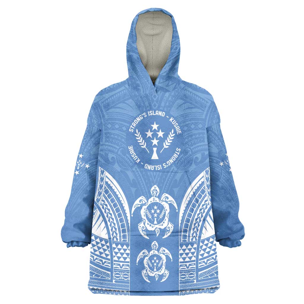 FSM Kosrae States Wearable Blanket Hoodie Micronesia Six 9 One Polynesian Tribal Pattern LT9 One Size Blue - Polynesian Pride