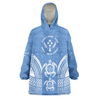 FSM Kosrae States Wearable Blanket Hoodie Micronesia Six 9 One Polynesian Tribal Pattern LT9 One Size Blue - Polynesian Pride