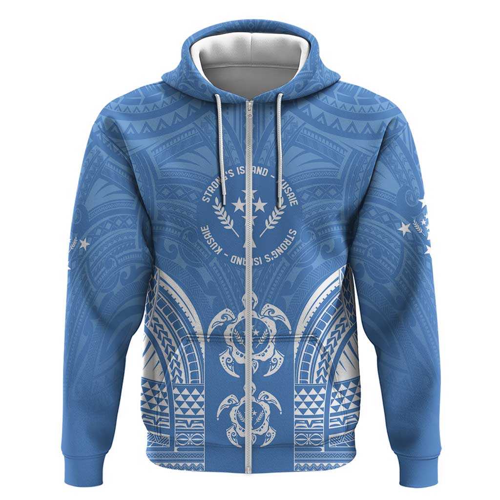 FSM Kosrae States Zip Hoodie Micronesia Six 9 One Polynesian Tribal Pattern LT9 Zip Hoodie Blue - Polynesian Pride