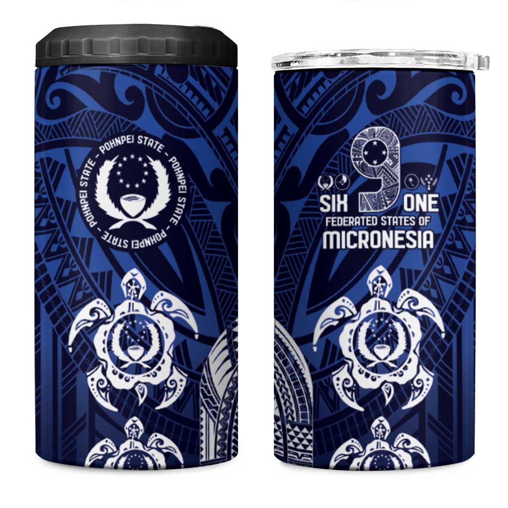 FSM Pohnpei States 4 in 1 Can Cooler Tumbler Micronesia Six 9 One Polynesian Tribal Pattern LT9 One Size: 16 oz Blue - Polynesian Pride