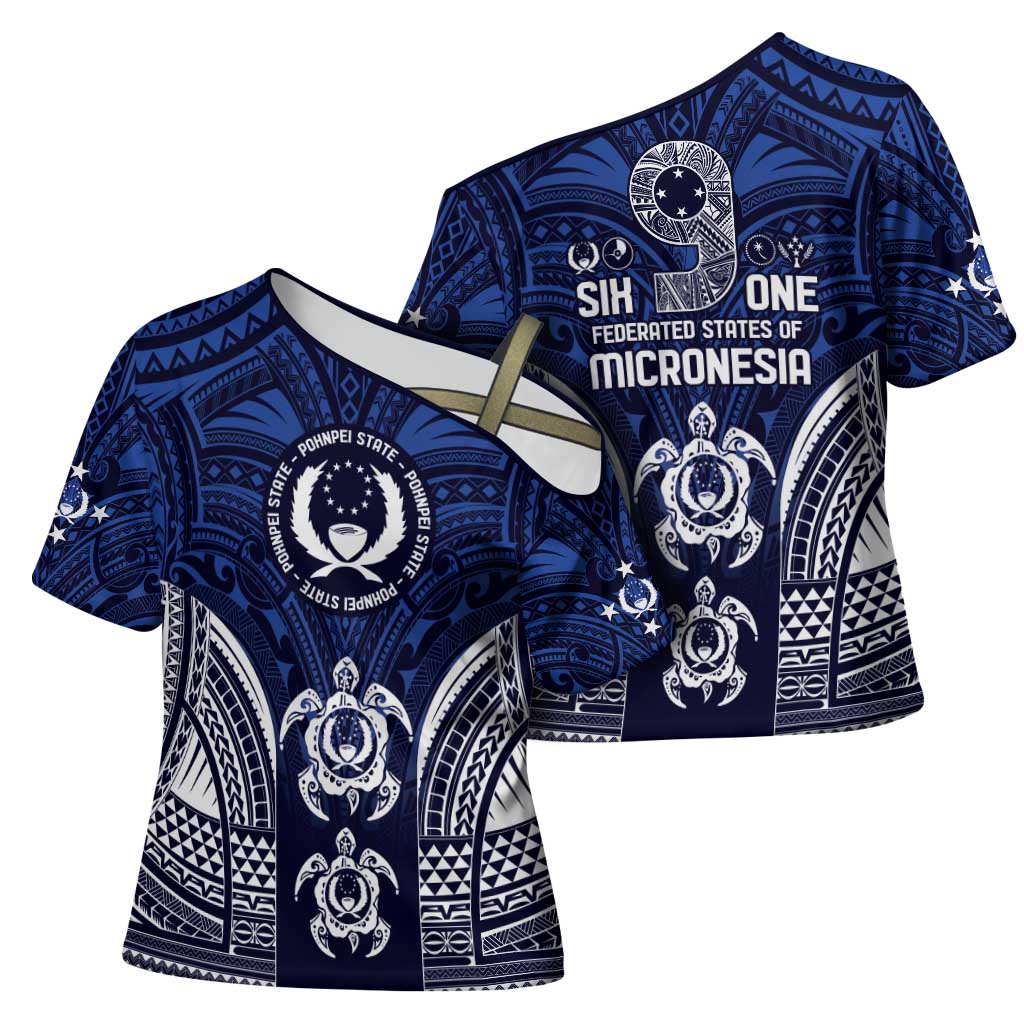 FSM Pohnpei States Cross Shoulder Shirt Micronesia Six 9 One Polynesian Tribal Pattern LT9 - Polynesian Pride