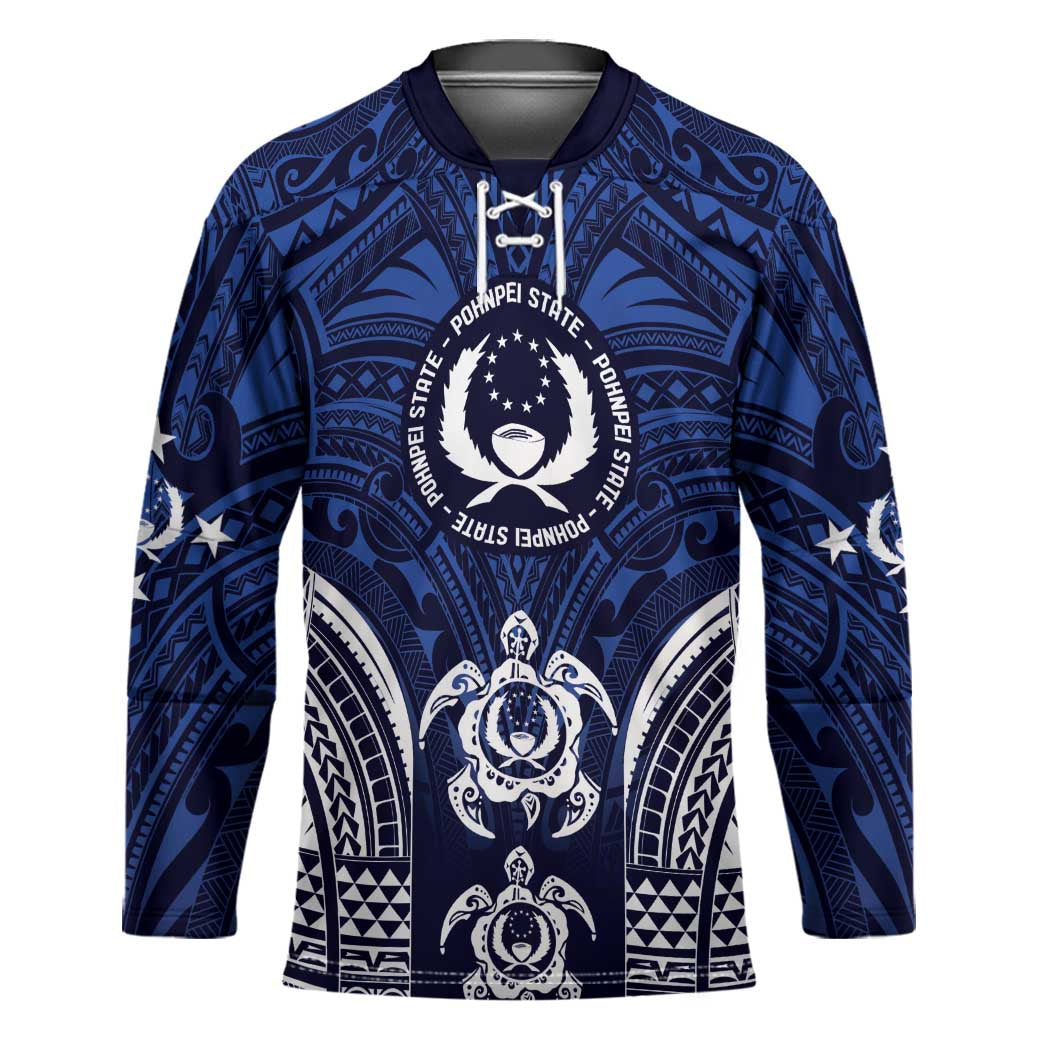 FSM Pohnpei States Hockey Jersey Micronesia Six 9 One Polynesian Tribal Pattern LT9 Unisex Blue - Polynesian Pride
