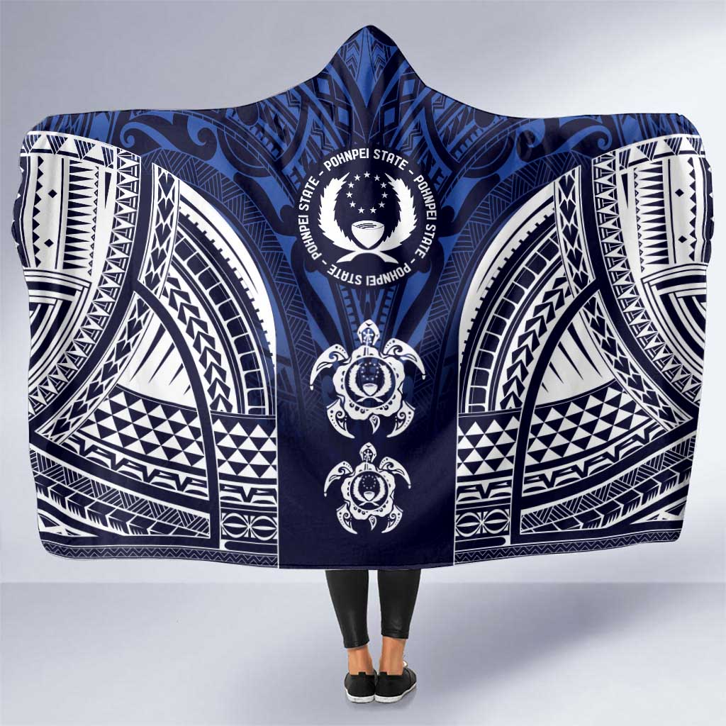 FSM Pohnpei States Hooded Blanket Micronesia Six 9 One Polynesian Tribal Pattern LT9 One Size Blue - Polynesian Pride