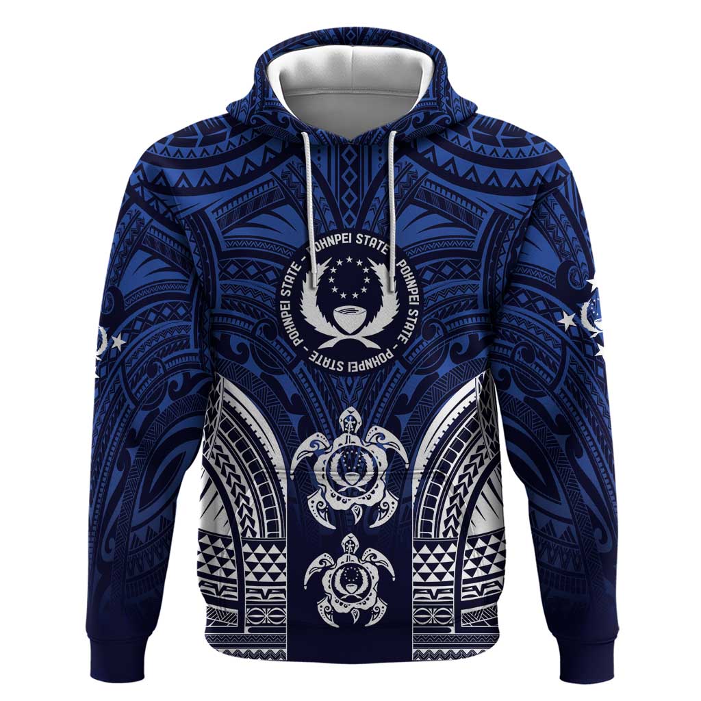 FSM Pohnpei States Hoodie Micronesia Six 9 One Polynesian Tribal Pattern LT9 Pullover Hoodie Blue - Polynesian Pride