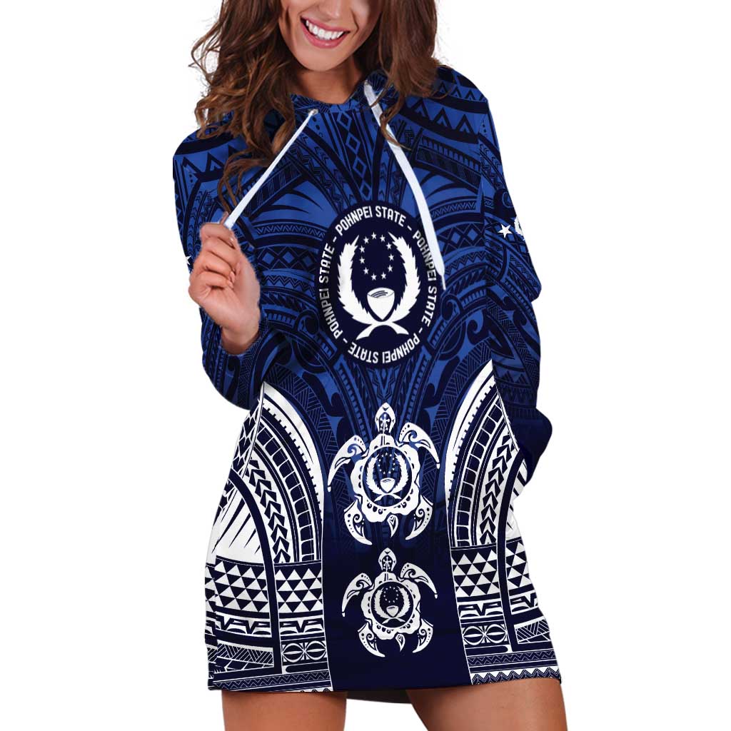 FSM Pohnpei States Hoodie Dress Micronesia Six 9 One Polynesian Tribal Pattern LT9 Blue - Polynesian Pride