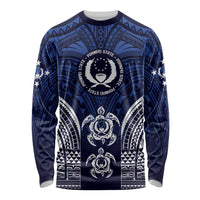 FSM Pohnpei States Long Sleeve Shirt Micronesia Six 9 One Polynesian Tribal Pattern LT9 Unisex Blue - Polynesian Pride