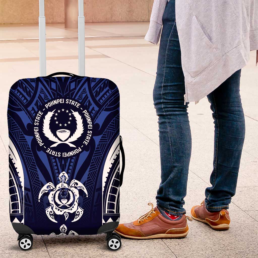 FSM Pohnpei States Luggage Cover Micronesia Six 9 One Polynesian Tribal Pattern LT9 Blue - Polynesian Pride