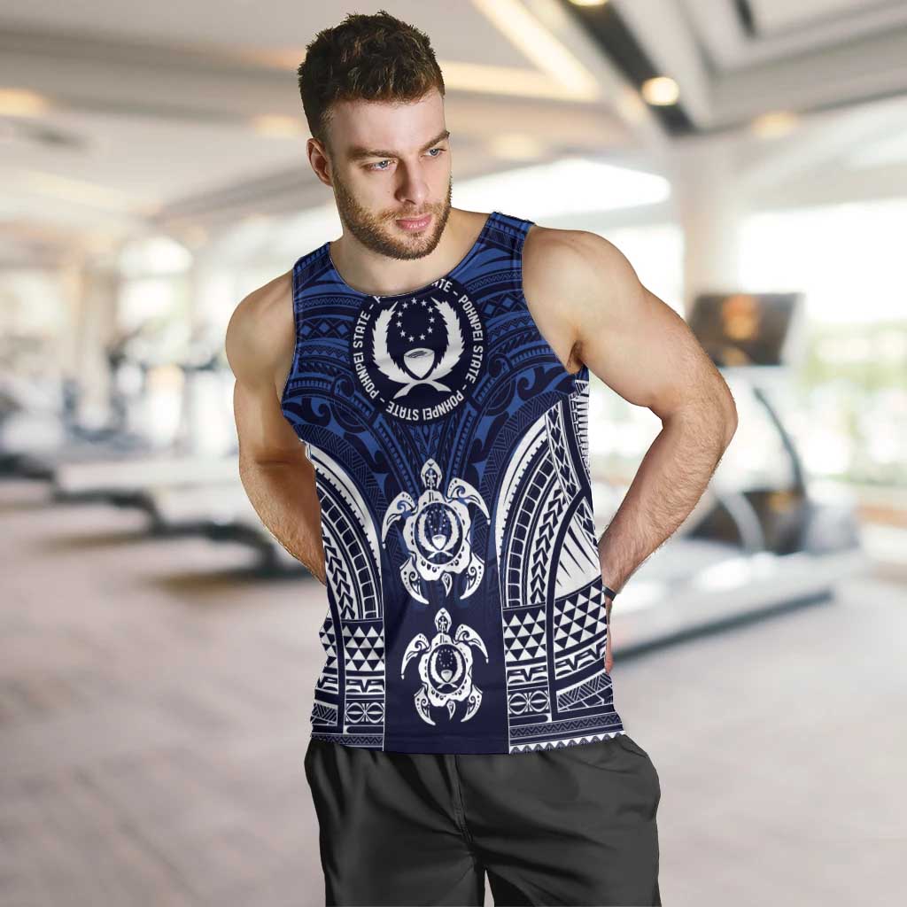 FSM Pohnpei States Men Tank Top Micronesia Six 9 One Polynesian Tribal Pattern LT9 Blue - Polynesian Pride
