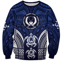 FSM Pohnpei States Sweatshirt Micronesia Six 9 One Polynesian Tribal Pattern LT9 Unisex Blue - Polynesian Pride