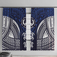 FSM Pohnpei States Window Curtain Micronesia Six 9 One Polynesian Tribal Pattern LT9 With Hooks Blue - Polynesian Pride