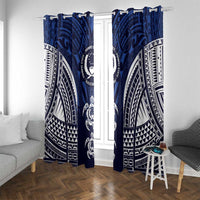FSM Pohnpei States Window Curtain Micronesia Six 9 One Polynesian Tribal Pattern LT9 With Grommets Blue - Polynesian Pride