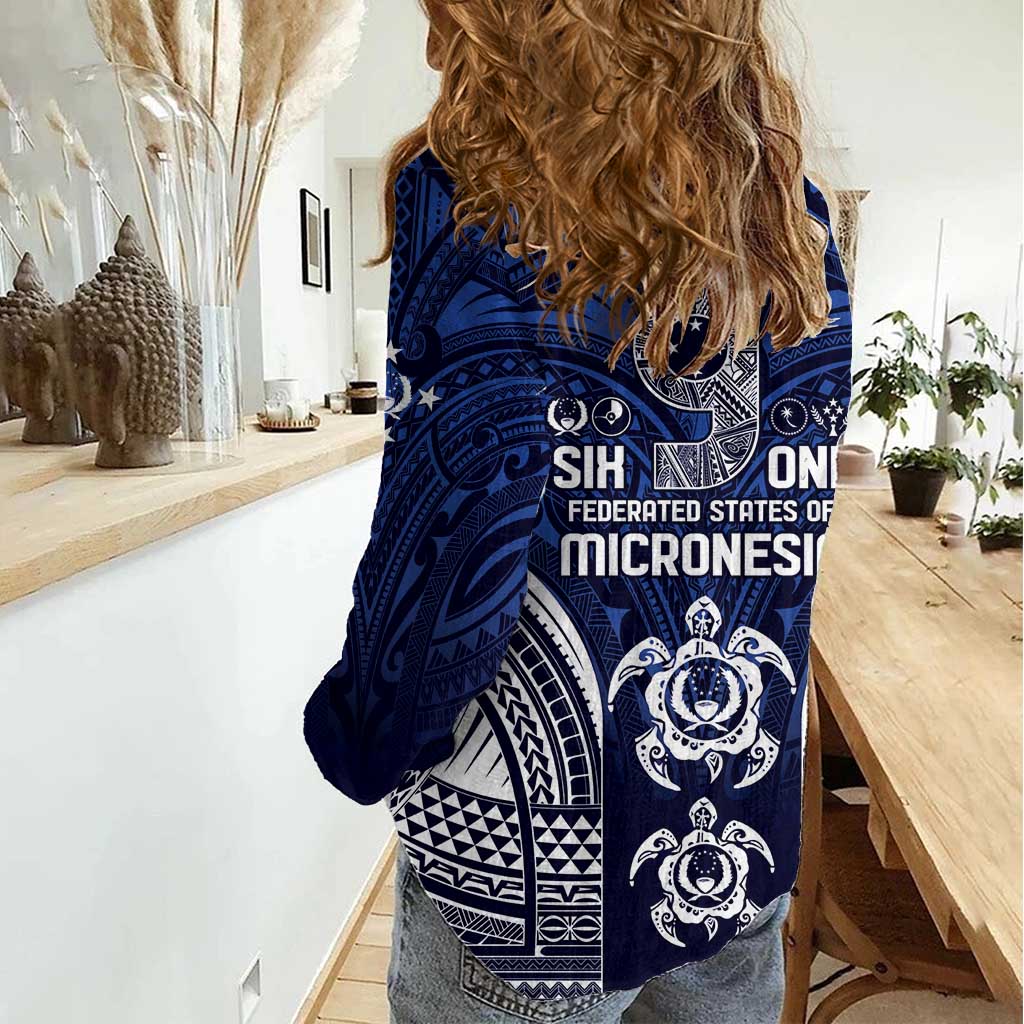 FSM Pohnpei States Women Casual Shirt Micronesia Six 9 One Polynesian Tribal Pattern LT9 - Polynesian Pride