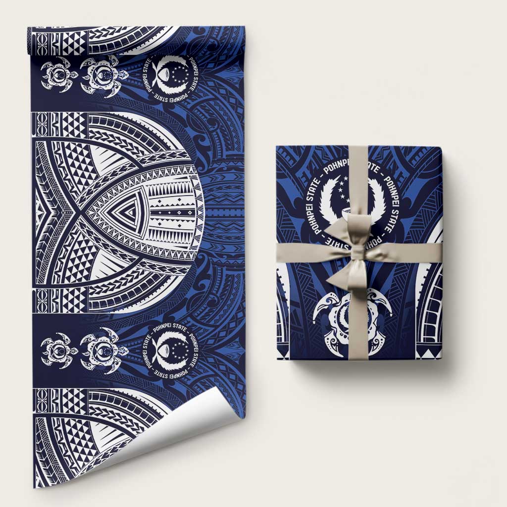 FSM Pohnpei States Wrapping Paper Micronesia Six 9 One Polynesian Tribal Pattern LT9 58" × 23" Blue - Polynesian Pride