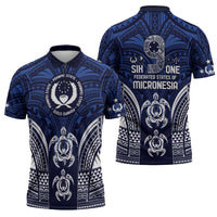 FSM Pohnpei States Zipper Polo Shirt Micronesia Six 9 One Polynesian Tribal Pattern LT9 - Polynesian Pride