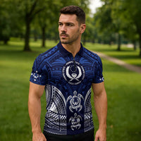FSM Pohnpei States Zipper Polo Shirt Micronesia Six 9 One Polynesian Tribal Pattern LT9 - Polynesian Pride