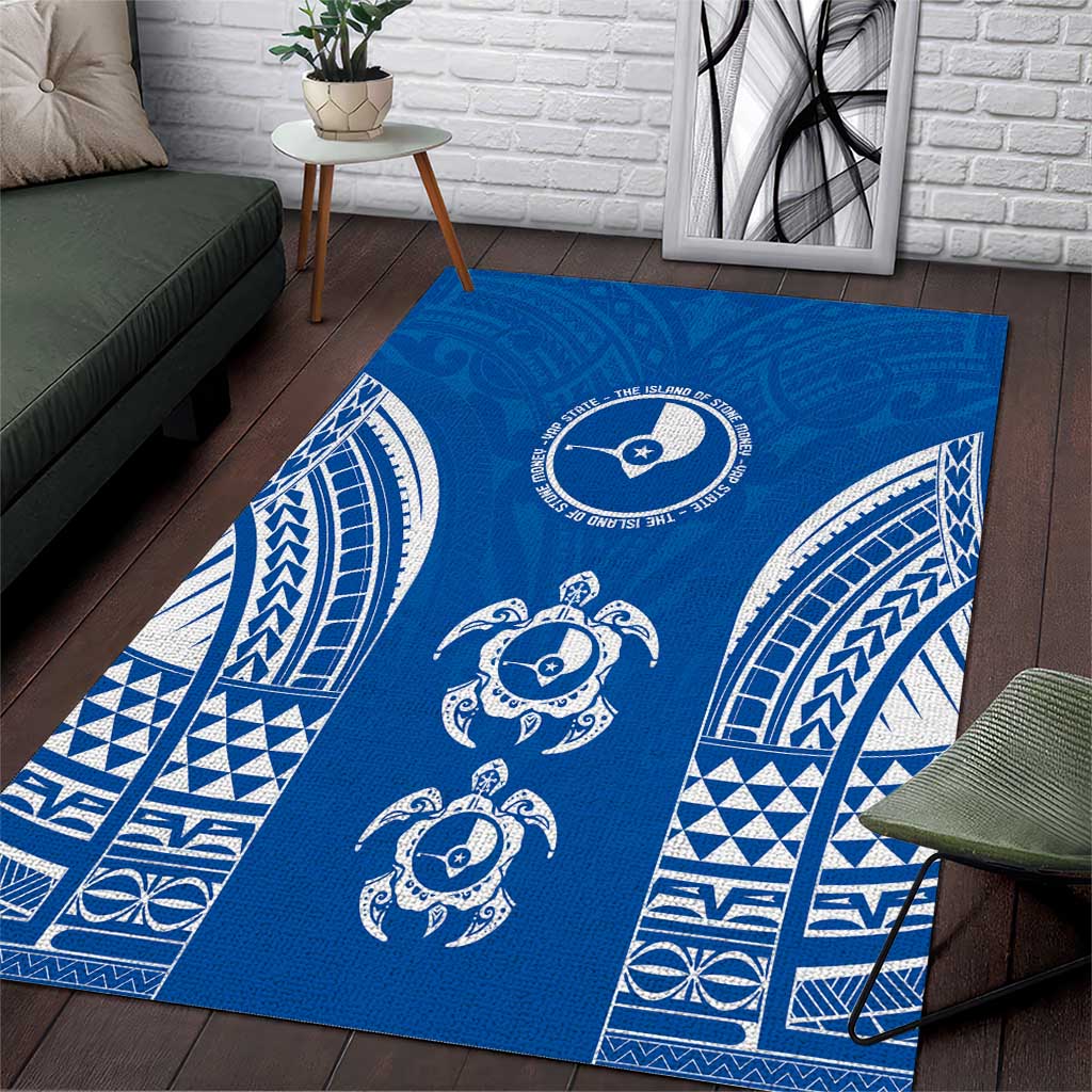 FSM Yap States Area Rug Micronesia Six 9 One Polynesian Tribal Pattern LT9 Blue - Polynesian Pride