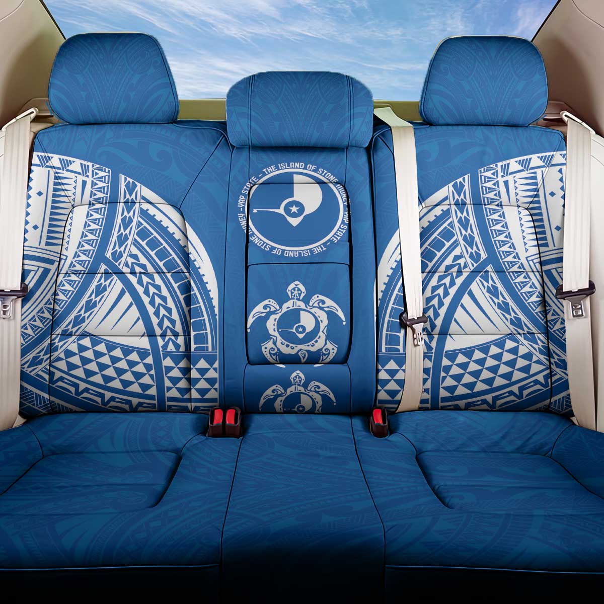FSM Yap States Back Car Seat Cover Micronesia Six 9 One Polynesian Tribal Pattern LT9 One Size Blue - Polynesian Pride