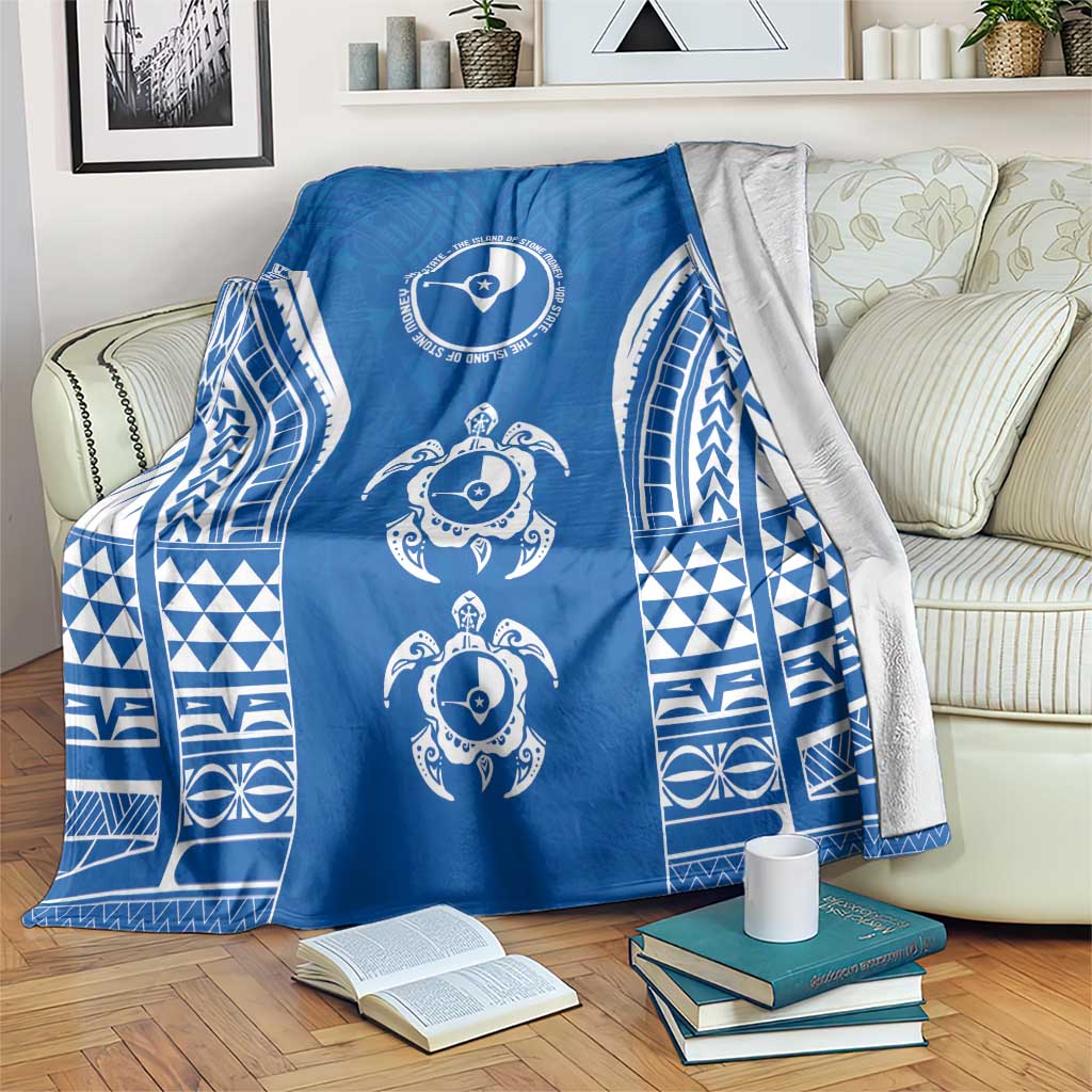 FSM Yap States Blanket Micronesia Six 9 One Polynesian Tribal Pattern LT9 Blue - Polynesian Pride