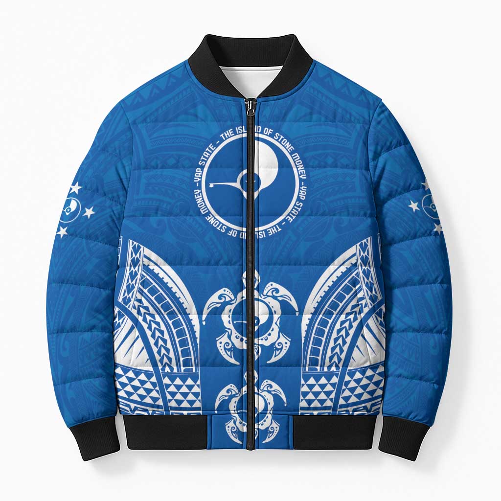 FSM Yap States Bomber Puffer Jacket Micronesia Six 9 One Polynesian Tribal Pattern LT9 Unisex Blue - Polynesian Pride