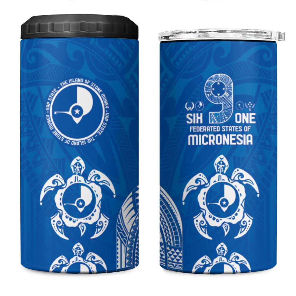 FSM Yap States 4 in 1 Can Cooler Tumbler Micronesia Six 9 One Polynesian Tribal Pattern LT9 One Size: 16 oz Blue - Polynesian Pride