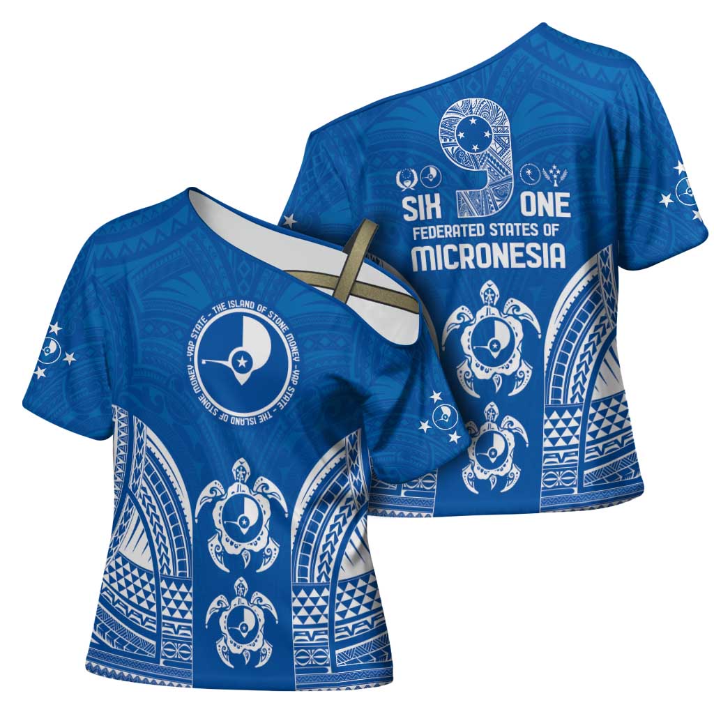FSM Yap States Cross Shoulder Shirt Micronesia Six 9 One Polynesian Tribal Pattern LT9 - Polynesian Pride