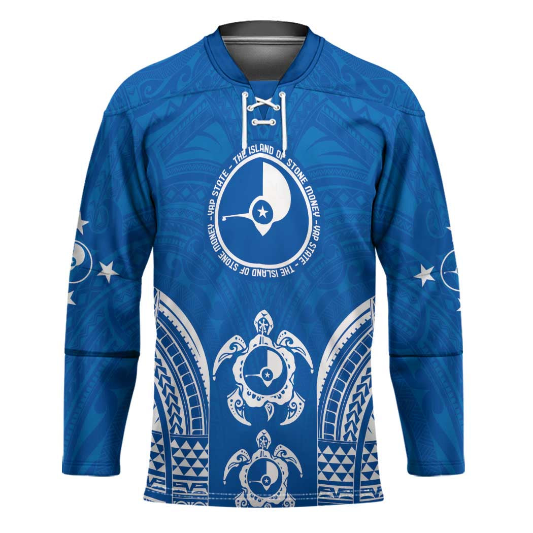 FSM Yap States Hockey Jersey Micronesia Six 9 One Polynesian Tribal Pattern LT9 Unisex Blue - Polynesian Pride