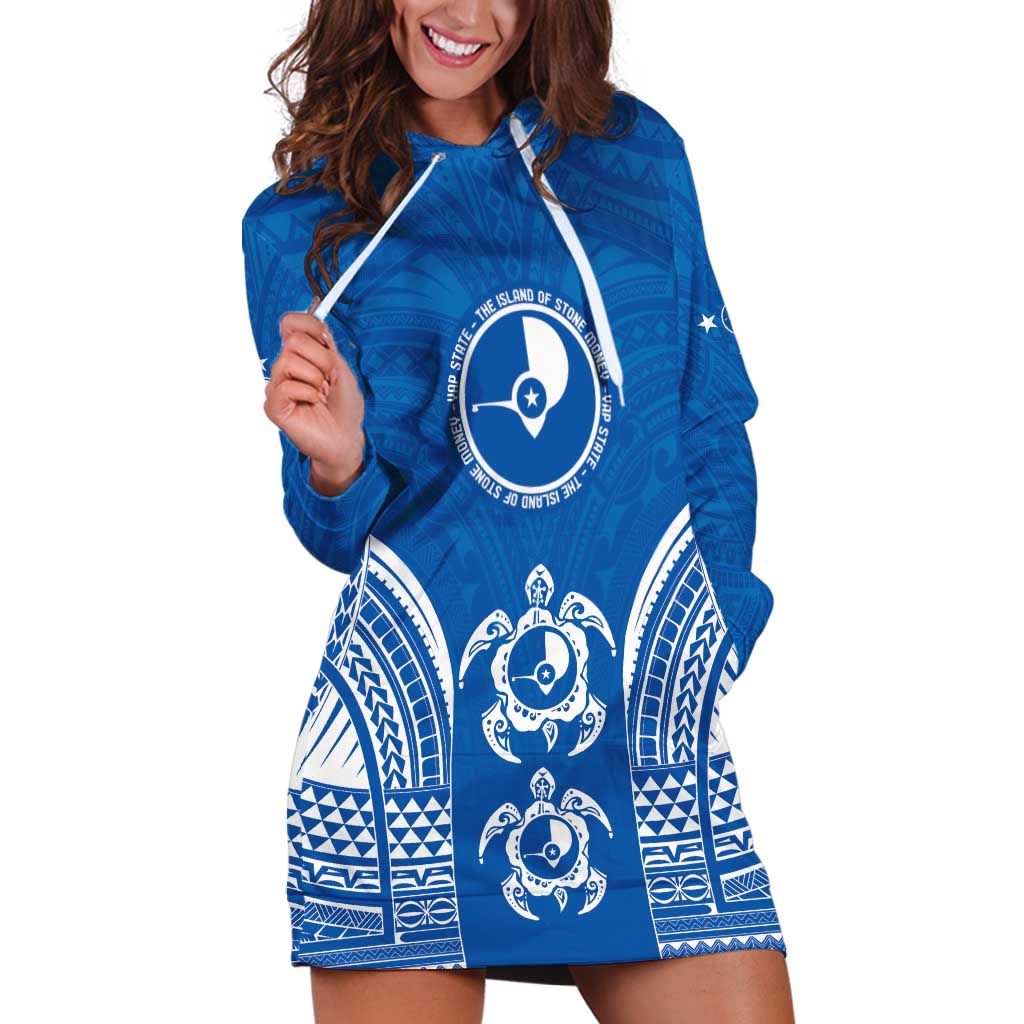 FSM Yap States Hoodie Dress Micronesia Six 9 One Polynesian Tribal Pattern LT9 Blue - Polynesian Pride