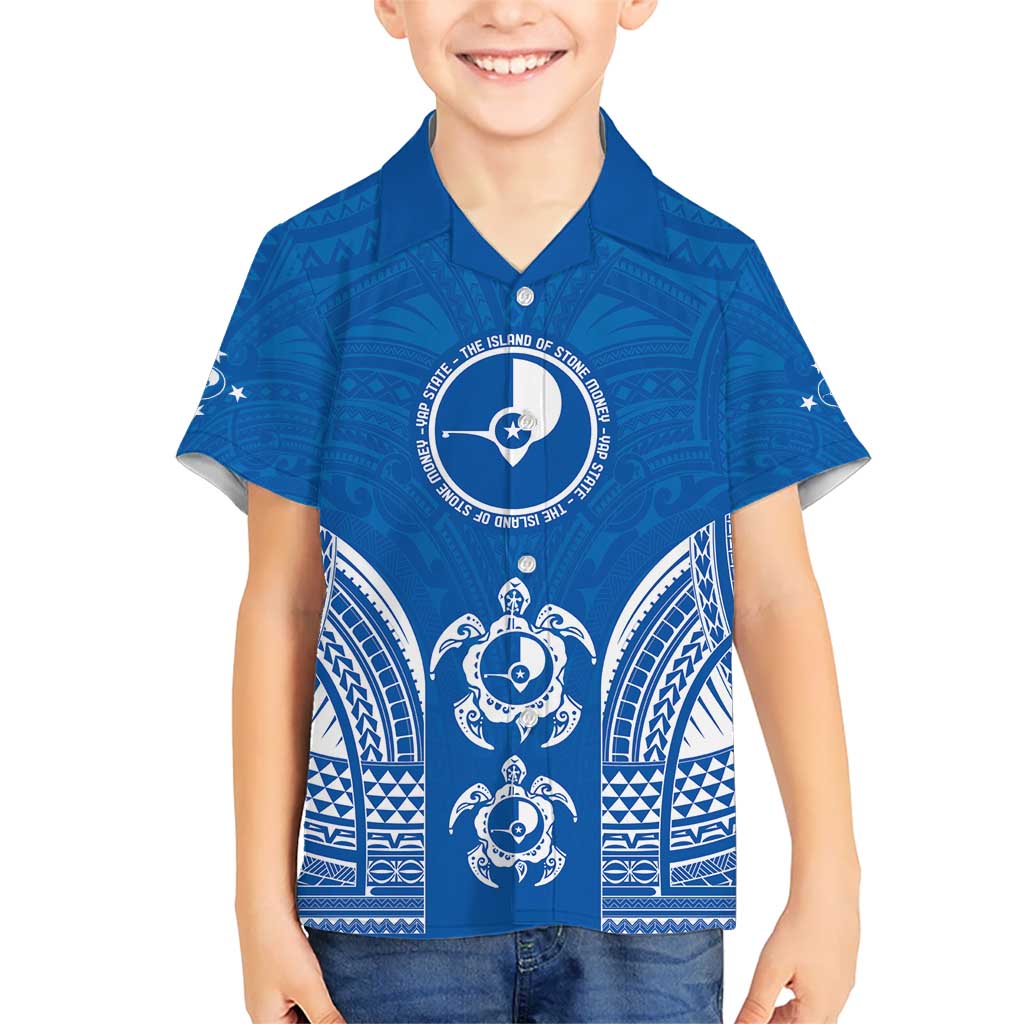 FSM Yap States Kid Hawaiian Shirt Micronesia Six 9 One Polynesian Tribal Pattern LT9 Kid Blue - Polynesian Pride