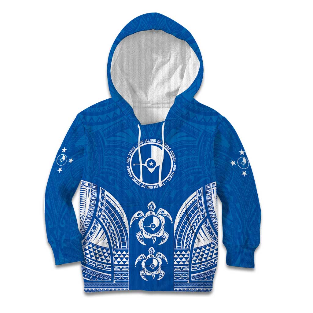 FSM Yap States Kid Hoodie Micronesia Six 9 One Polynesian Tribal Pattern LT9 Hoodie Blue - Polynesian Pride