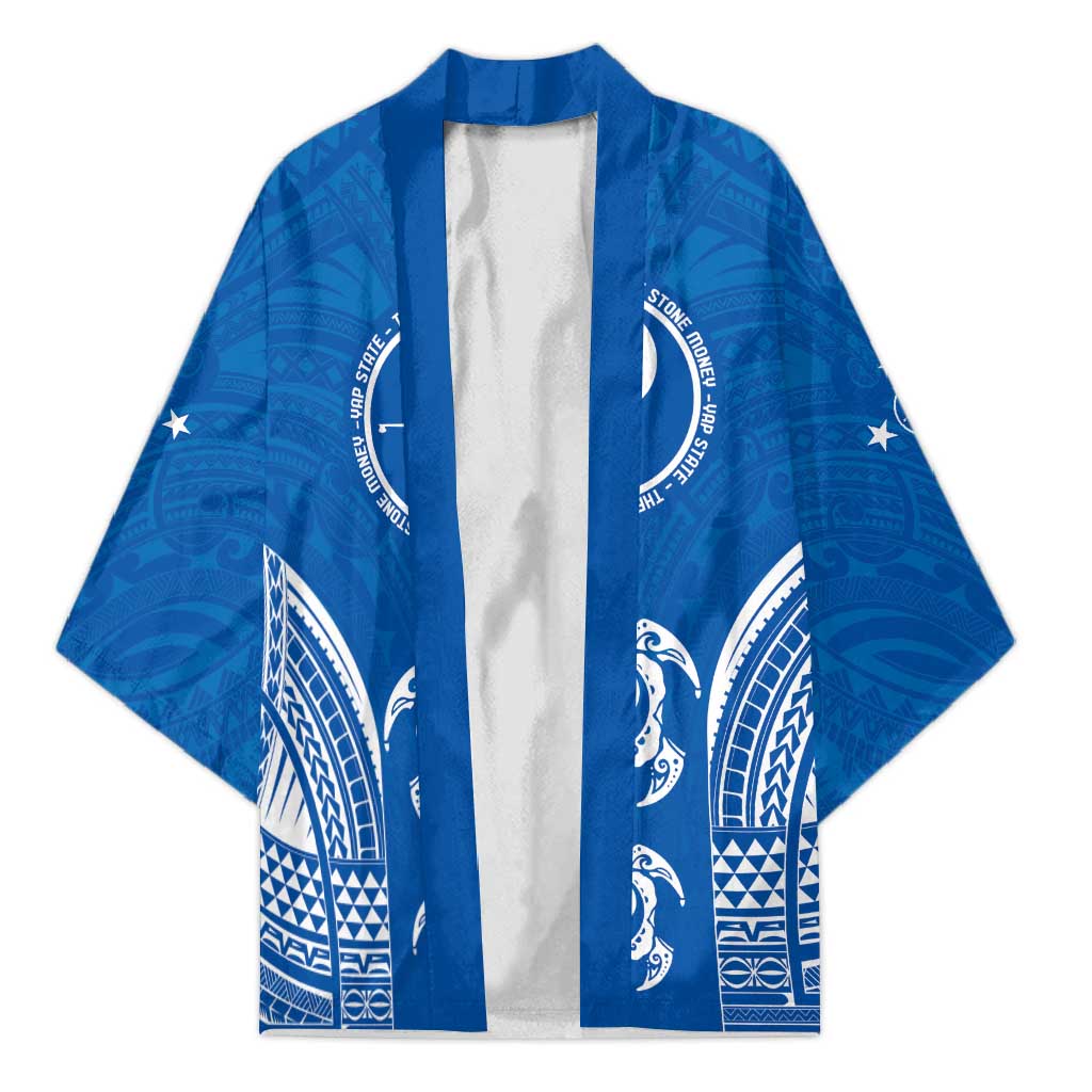 FSM Yap States Kimono Micronesia Six 9 One Polynesian Tribal Pattern LT9 Unisex Blue - Polynesian Pride
