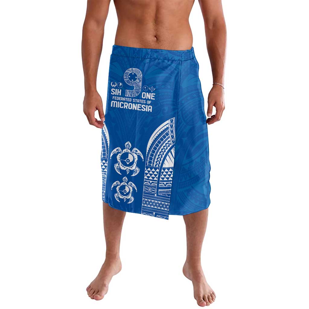 FSM Yap States Lavalava Micronesia Six 9 One Polynesian Tribal Pattern LT9 Blue - Polynesian Pride