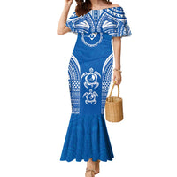 FSM Yap States Mermaid Dress Micronesia Six 9 One Polynesian Tribal Pattern LT9 Women Blue - Polynesian Pride