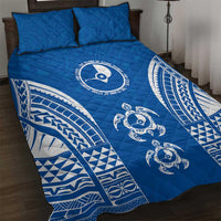 FSM Yap States Quilt Bed Set Micronesia Six 9 One Polynesian Tribal Pattern LT9 Blue - Polynesian Pride
