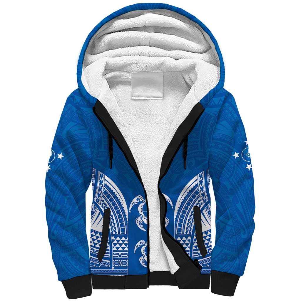 FSM Yap States Sherpa Hoodie Micronesia Six 9 One Polynesian Tribal Pattern LT9 Unisex Blue - Polynesian Pride